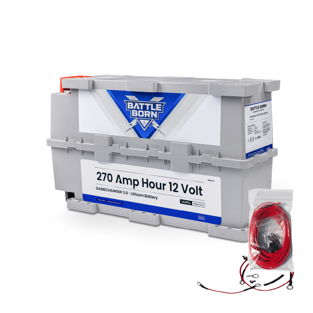 Battle Born BBGC3H 12 V 270 Ah Heated LiFePO₄ Battery front view – premium deep-cycle power solution