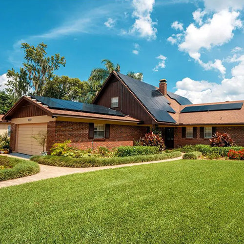 Silfab SIL-420 solar panels installed on a residential rooftop in Canada, showcasing high-efficiency N-Type cell technology and superior performance in all conditions.