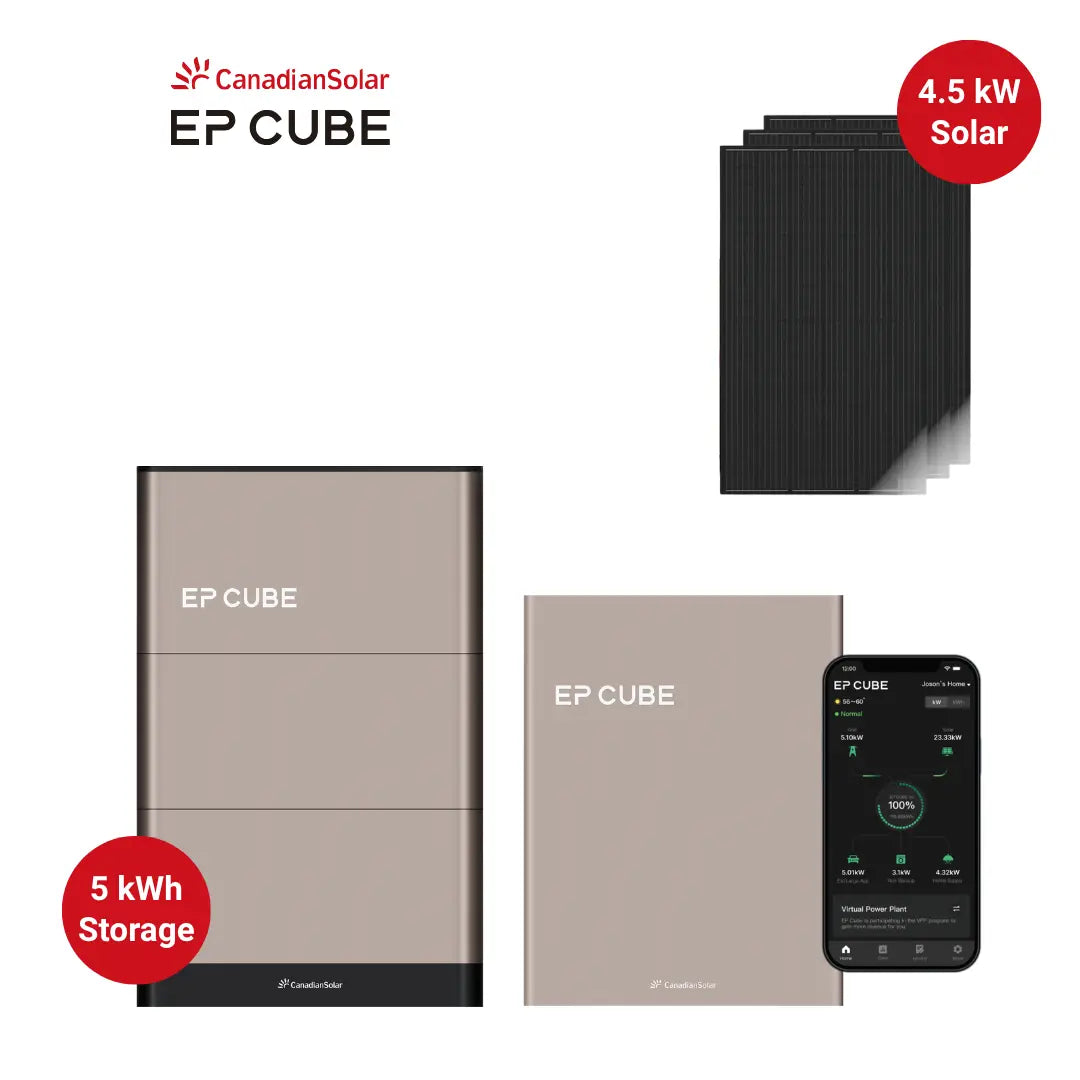 Canadian Solar EP Cube Essential Backup Solar Kit with 4.5 kW solar panels and 5 kWh battery storage