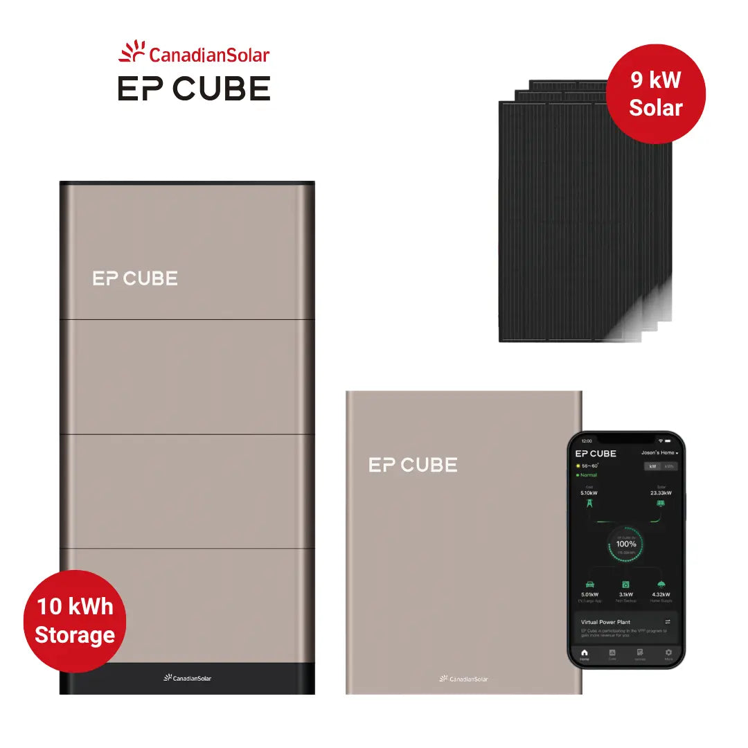 Canadian Solar EP Cube Everyday Backup Solar Kit with 9 kW solar panels and 10 kWh battery storage