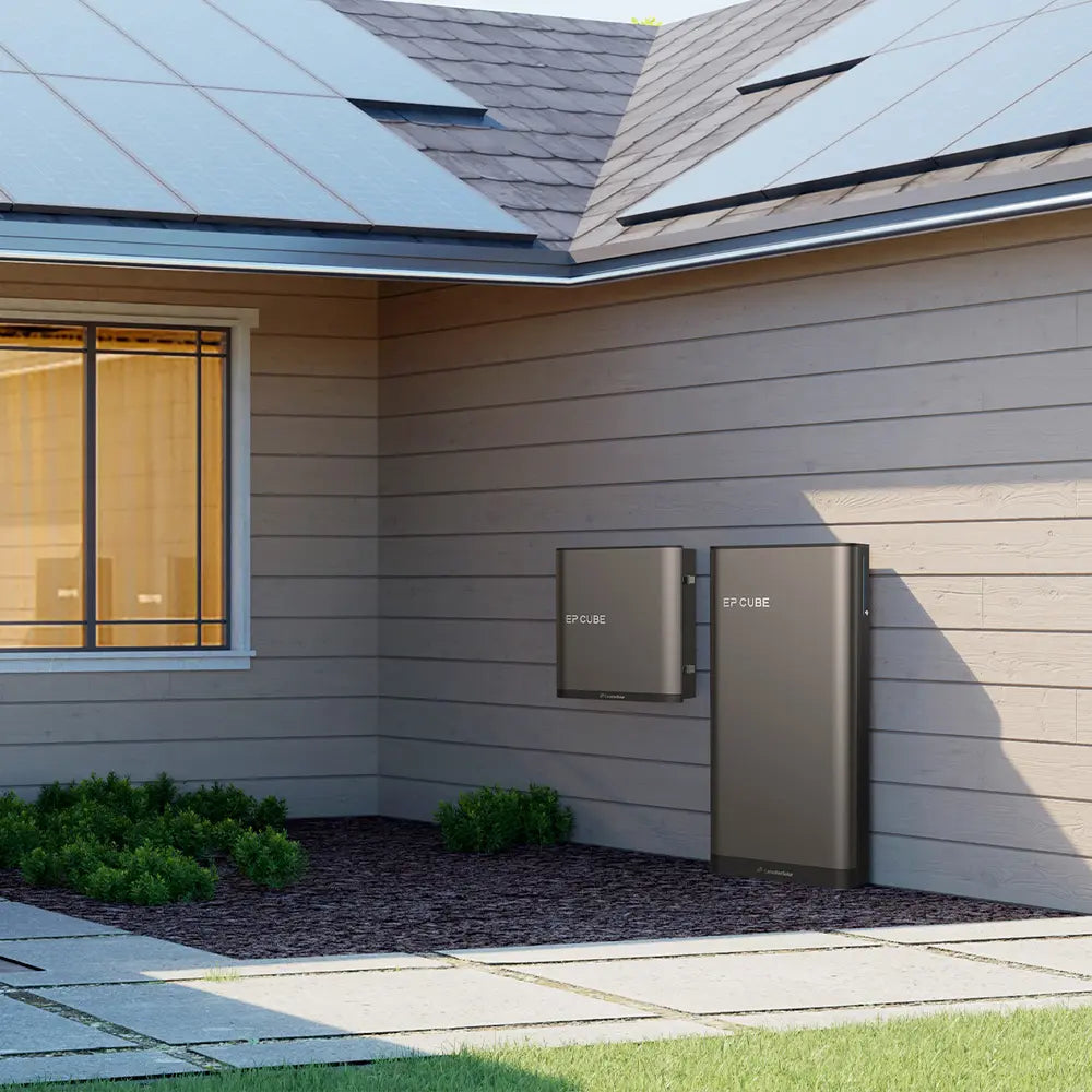 EP Cube inverter and modular battery system installed on residential home
