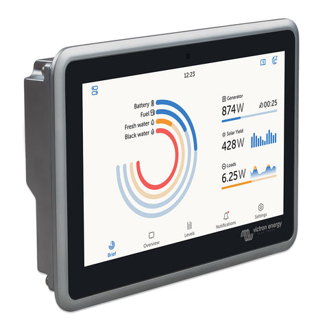 Victron Ekrano GX communication display with 7-inch waterproof touchscreen for real-time system monitoring