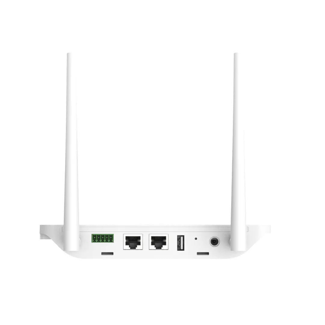 Back view of the Hoymiles DTU-Pro-S Gateway, featuring Ethernet ports, RS485, and USB connections for solar energy monitoring