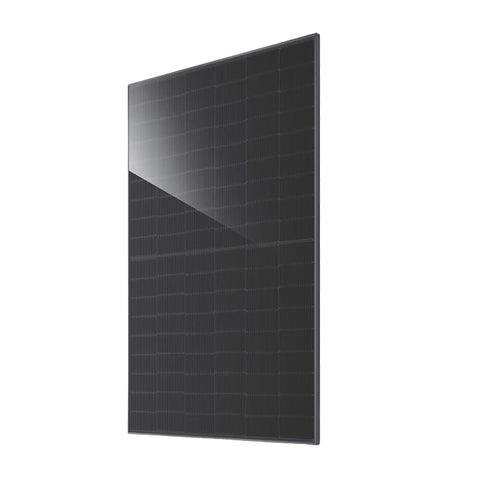 Front and rear view of JA Solar JAM54D41-445/LB 445W Bifacial N-Type TOPCon Solar Panel for residential, commercial, or off-grid installations