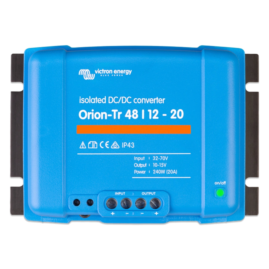 Victron Energy Orion-Tr 48V to 12V 20A DC-DC Converter, isolated model with Bluetooth connectivity and engine shutdown detection