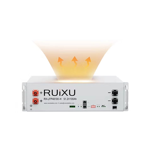 RUiXU RX-LFP48100-H 48V 100Ah LiFePO4 Self-Heating Rack Battery – UL1973 Certified