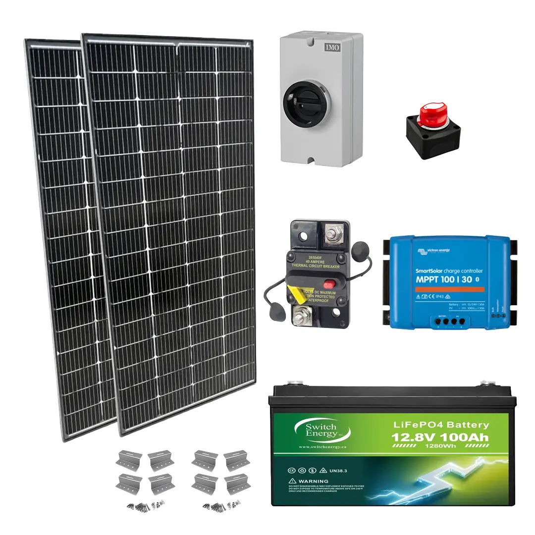 RV Solar Power Kit – 440W with 100Ah Li-ion Battery & Victron SmartSolar MPPT 100/30