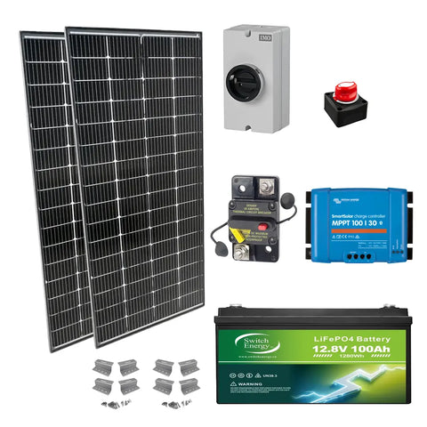RV Solar Power Kit – 440W with 100Ah Li-ion Battery & Victron SmartSolar MPPT 100/30