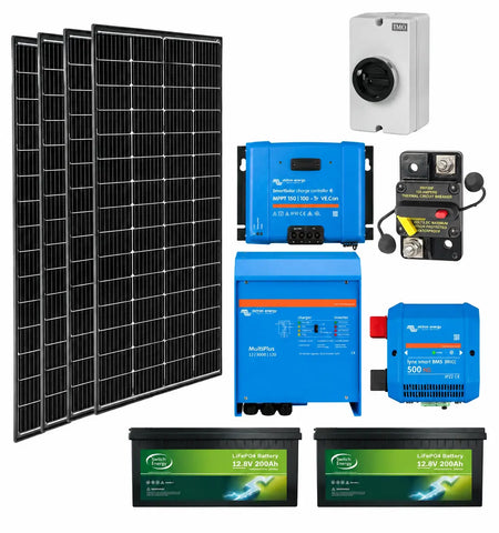 RV Complete Power Kit for Large Loads – 880W Solar, 400Ah Li-ion Battery & Victron MultiPlus 12/3000/120-50 Inverter/Charger