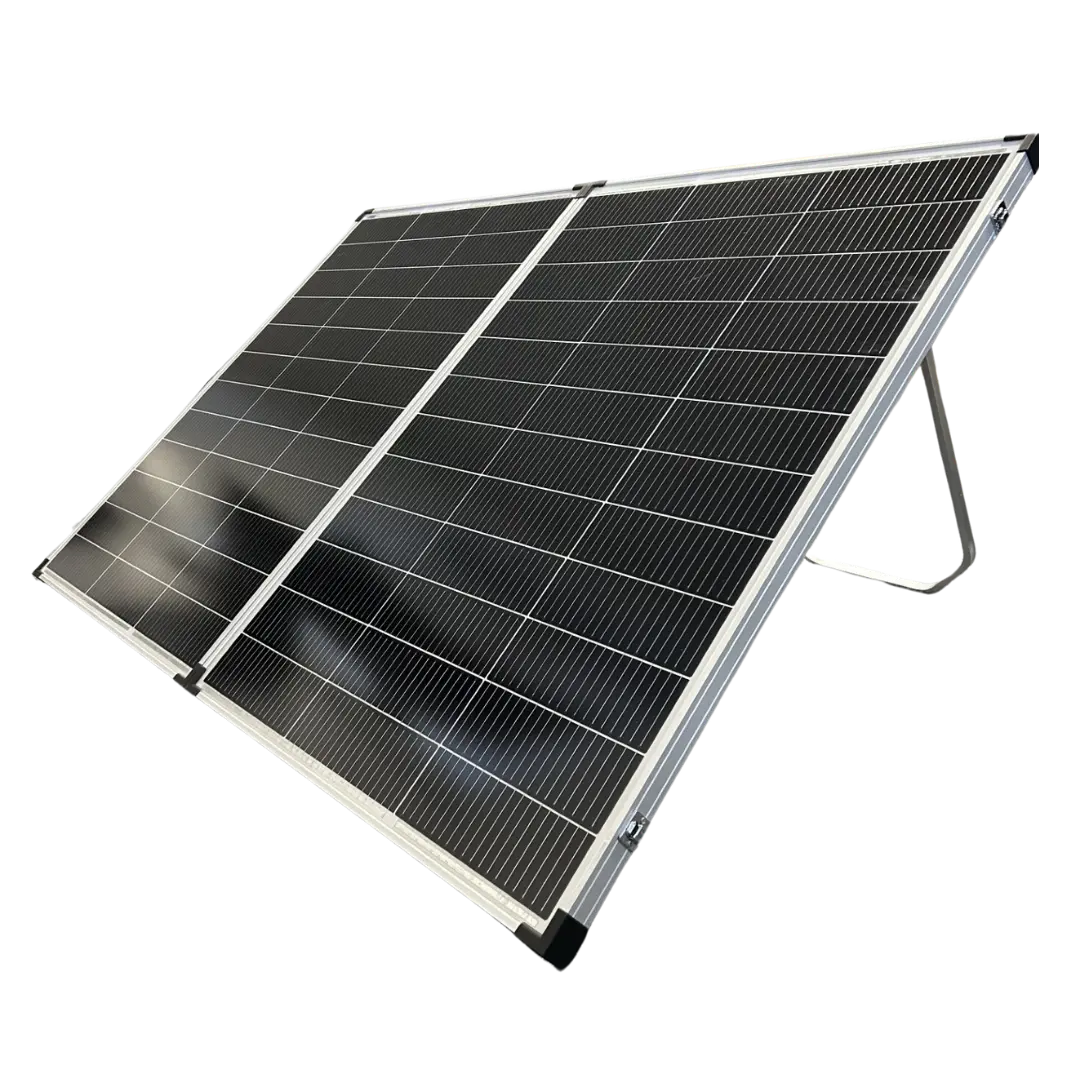 Sasquatch 220W folding solar panel kit featuring high-efficiency monocrystalline panels with Victron MPPT 75/15 solar charge controller