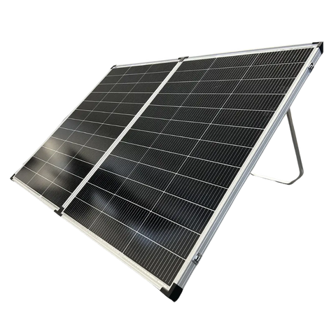 Sasquatch 220W folding solar panel kit featuring high-efficiency monocrystalline panels with Victron MPPT 75/15 solar charge controller