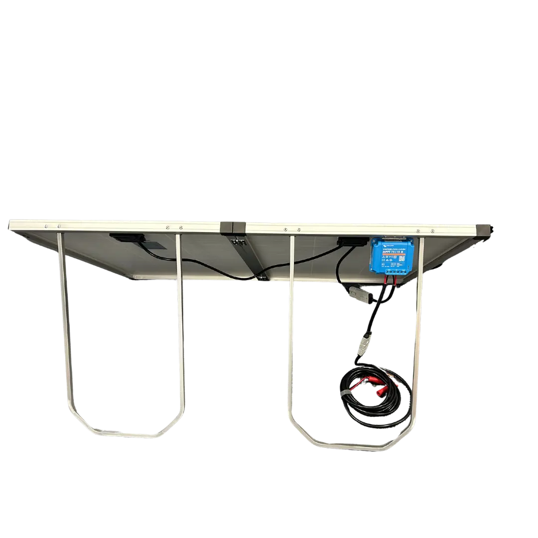 Compact and portable design of Sasquatch 220W folding solar panel kit, ideal for RVs, camping, and off-grid adventures