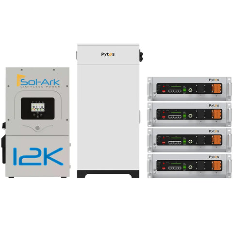 Sol-Ark 12K inverter with Pytes V5 20kWh LFP battery bank for safe, efficient residential energy storage