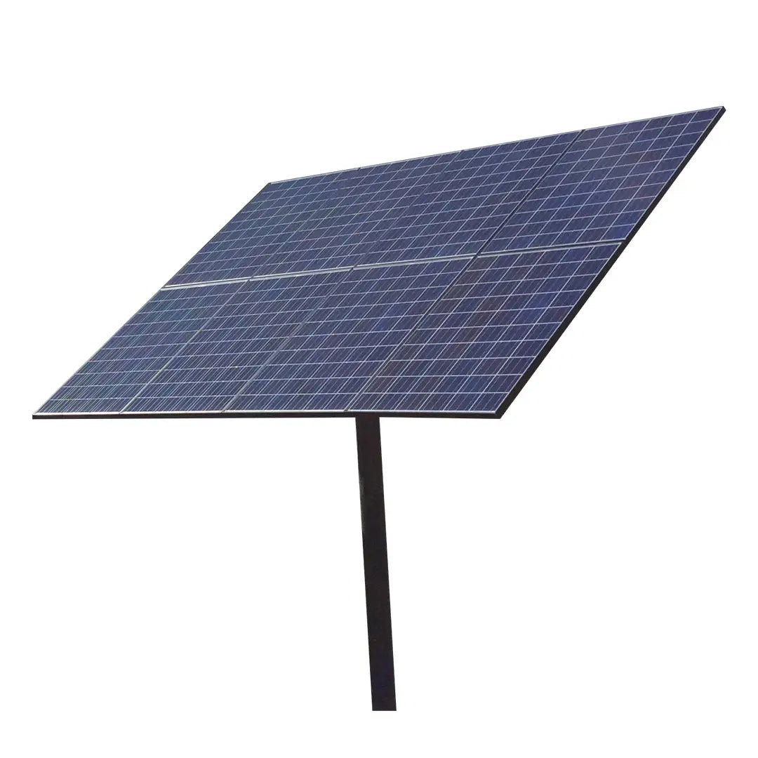 8-panel solar panel mounting rack on a pole for off-grid installations