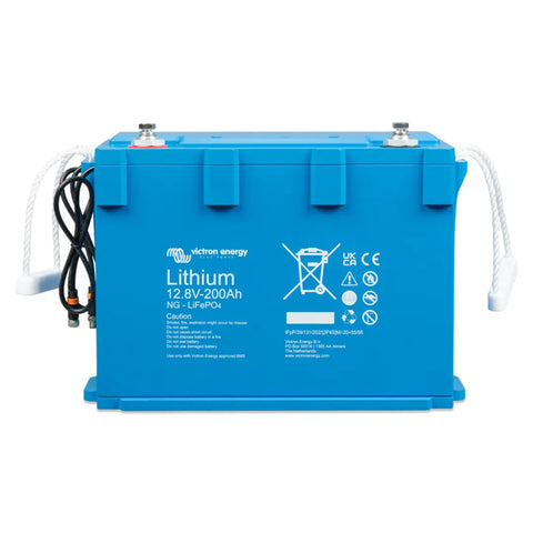 Front angle of Victron 12.8V 200Ah NG LiFePO4 battery