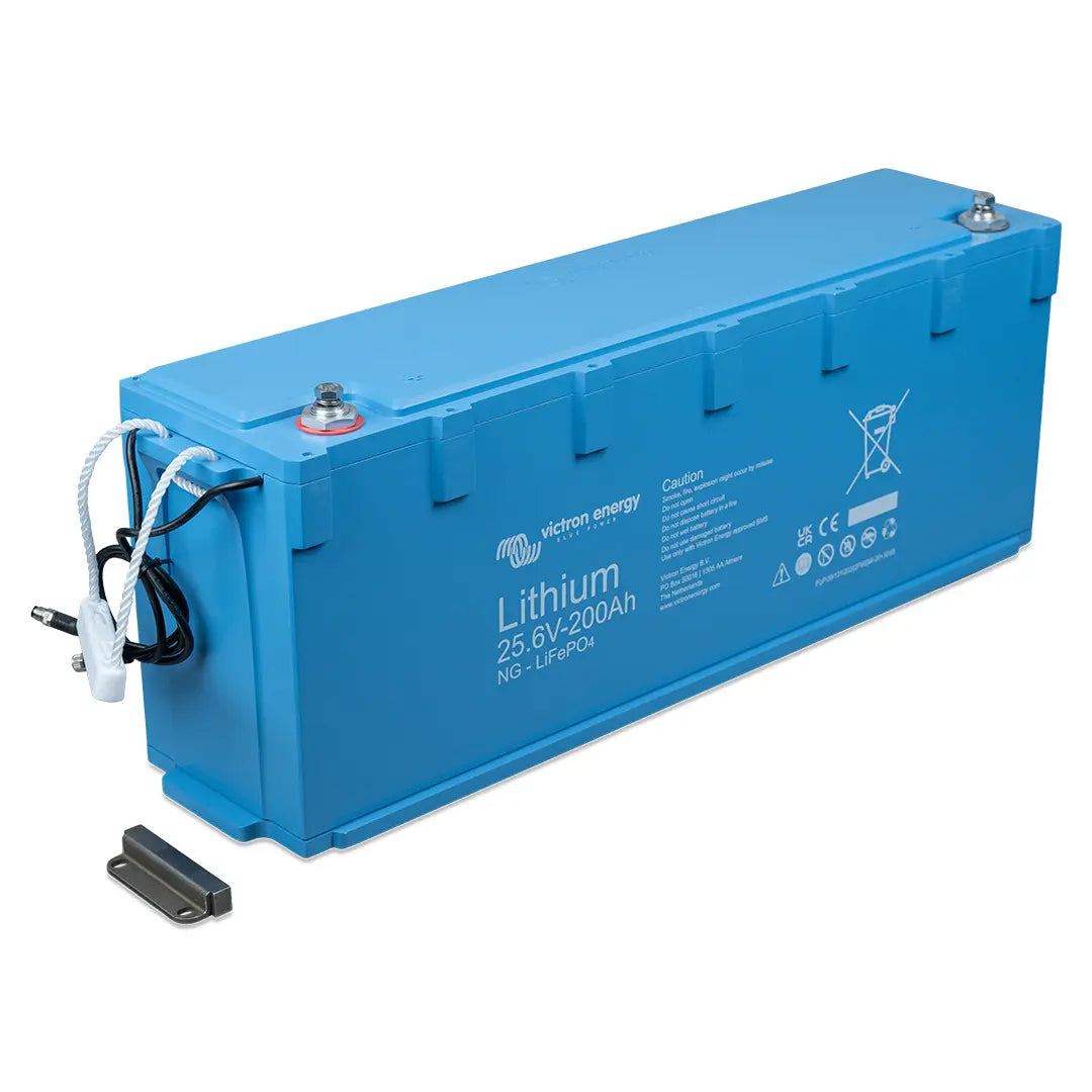 Victron Energy 25.6V 200Ah Lithium NG battery with mounting bracket, right-top view