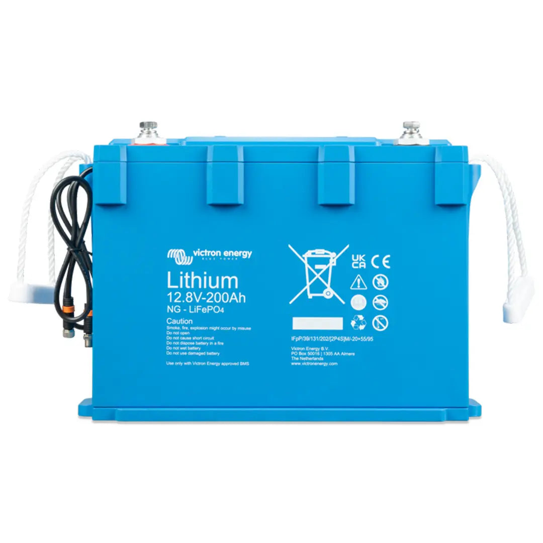 Front view of Victron Energy 12.8V 200Ah NG LiFePO4 battery