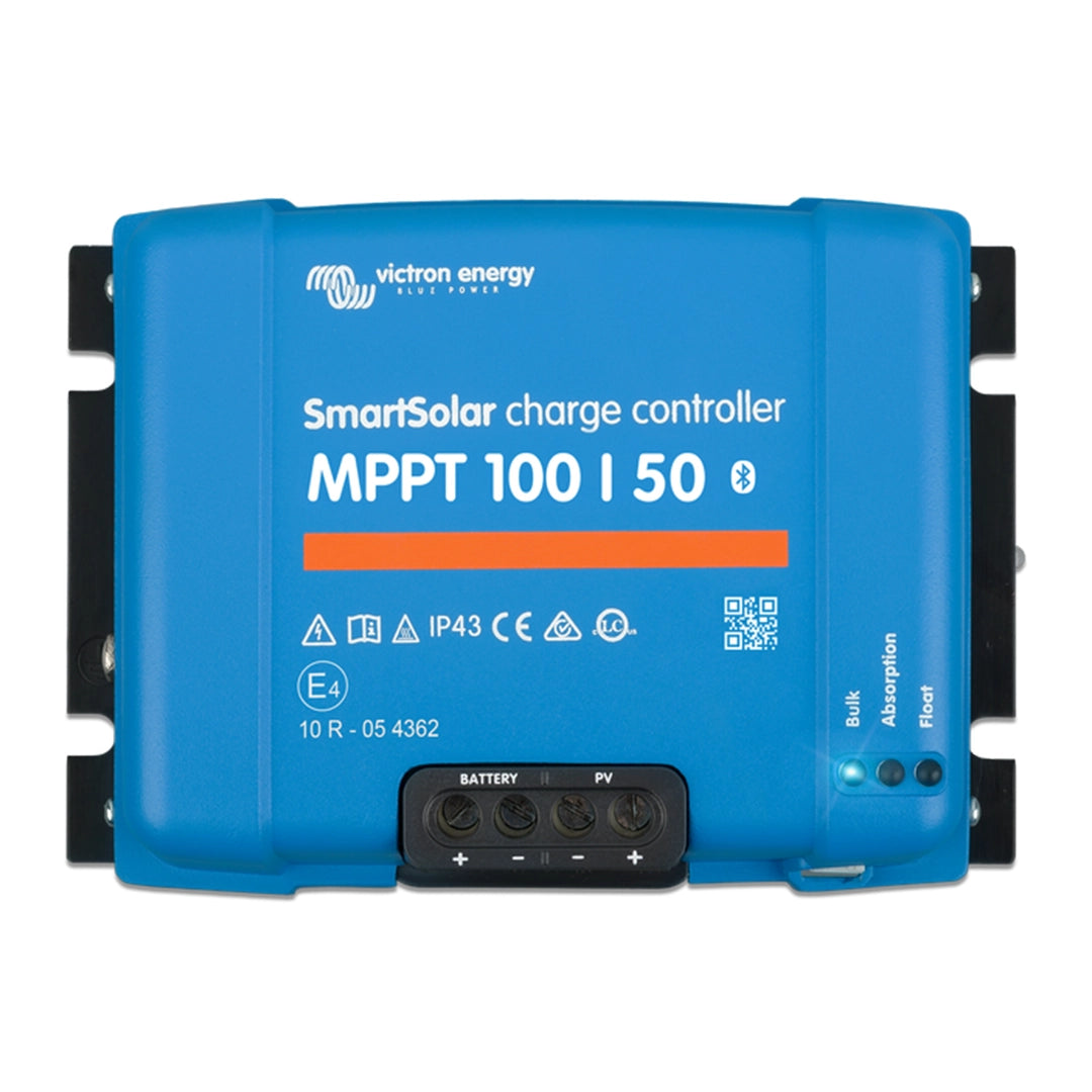 Victron SmartSolar MPPT 100/50 charge controller with Bluetooth for 12V/24V RV solar kits, included in the Victron 420W RV Solar Kit