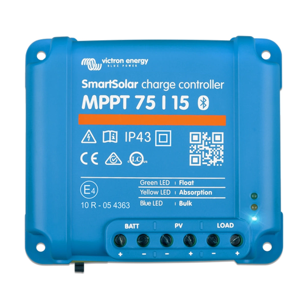 Victron SmartSolar MPPT 75/15 Charge Controller with Bluetooth for RV Marine Solar Kits – Efficient 12V/24V Battery Charging
