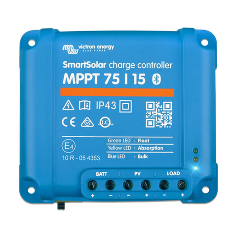 Victron SmartSolar MPPT 75/15 Charge Controller with Bluetooth for RV Marine Solar Kits – Efficient 12V/24V Battery Charging