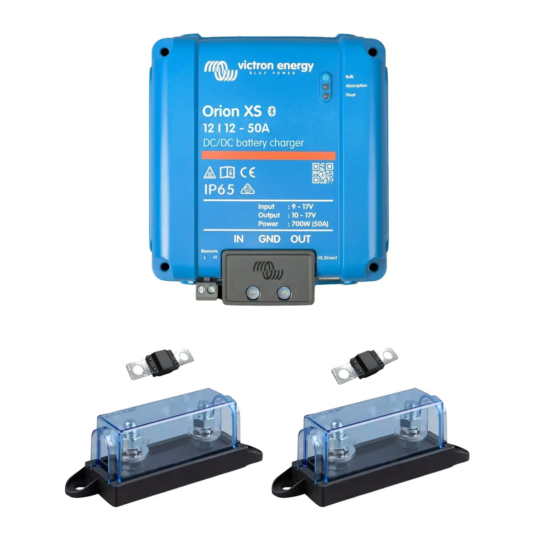 RV Engine Charging Kit with Victron Orion XS 12/12-50A DC-DC Battery Charger, 2 MIDI fuses and 2 MIDI fuse holders