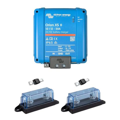 RV Engine Charging Kit with Victron Orion XS 12/12-50A DC-DC Battery Charger, 2 MIDI fuses and 2 MIDI fuse holders