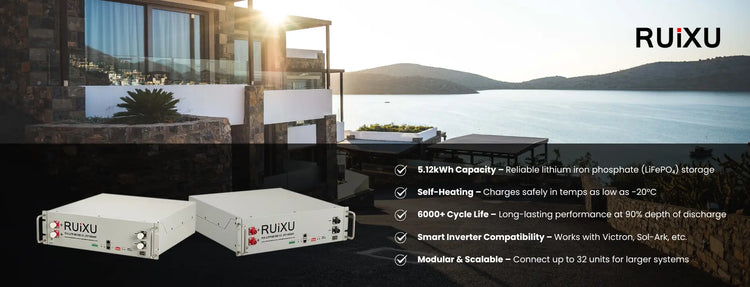 RUiXU RX-LFP48100 48V LiFePO4 Battery with Self-Heating Feature for Cold Weather - Mobile Banner Display