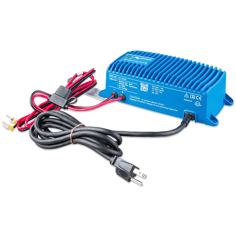 Victron Energy Blue Smart IP67 Charger 12V 17A - Includes NEMA 5-15 plug, waterproof design, and smart charging for lithium and AGM batteries